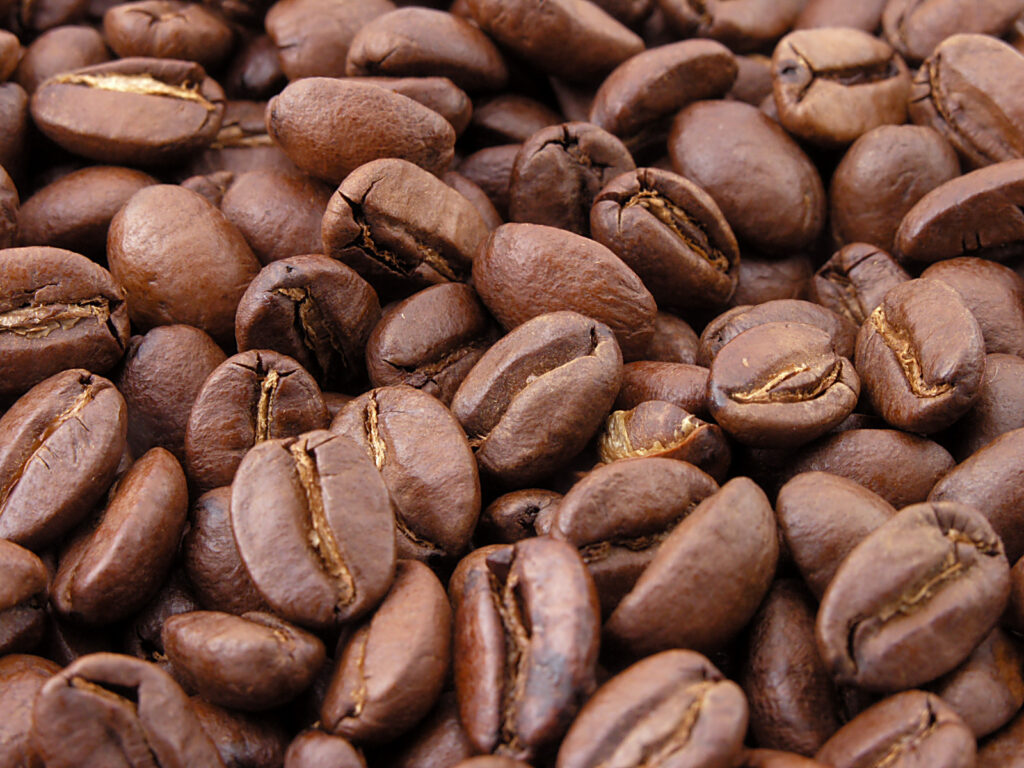 焙煎されたコーヒー豆